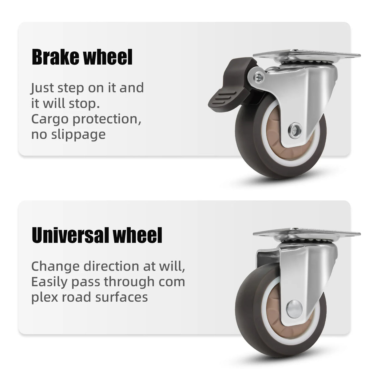 4pcs Heavy Duty Furniture Caster Rubber Universal Wheels Swivel Caster Roller Wheel For Platform - Automotive LED Light