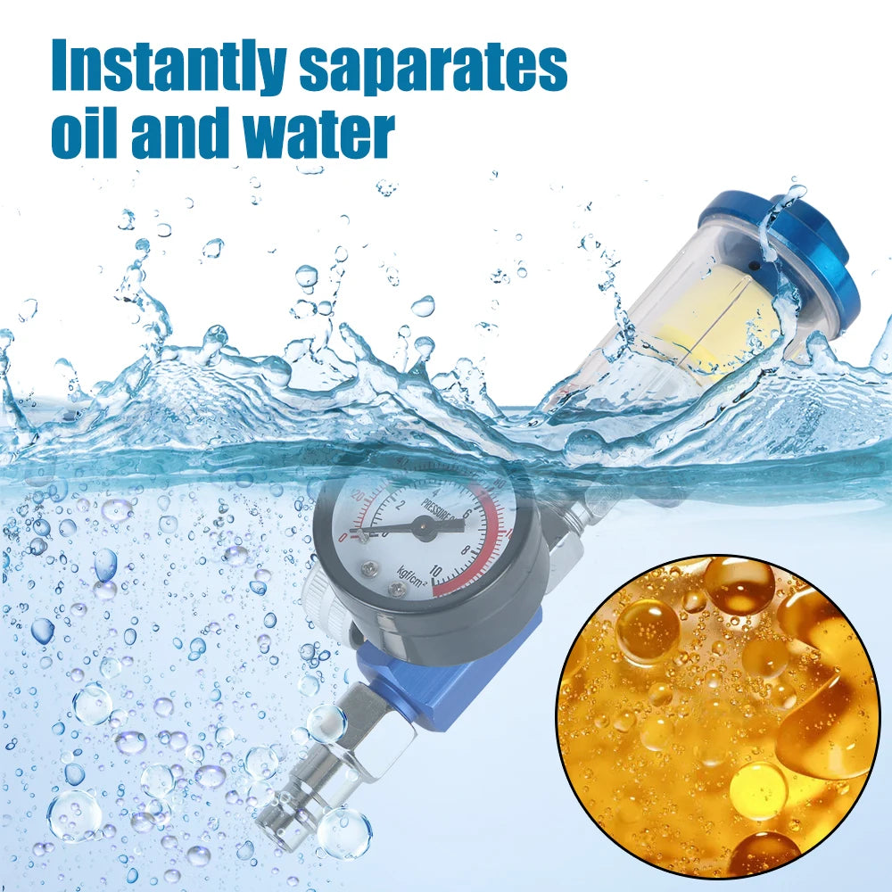 EU Adapter Oil-Water Separator Filter Pneumatic Tools For Airbrush 1/4" Thread Spray Gun Air Reg - Automotive LED Light