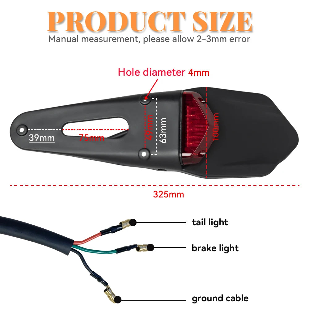 Motorcycle Universal 12V LED Taillight Brake Lamp With Rear Stop Lamp License Plate Bracket Hold - LED Motorcycle Light