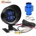 2 IN 1 Water Temperature Gauge -10°C-110°C Digital Led Voltmeter Water Temp Joint Pipe Sensor Mo - Automotive LED Light