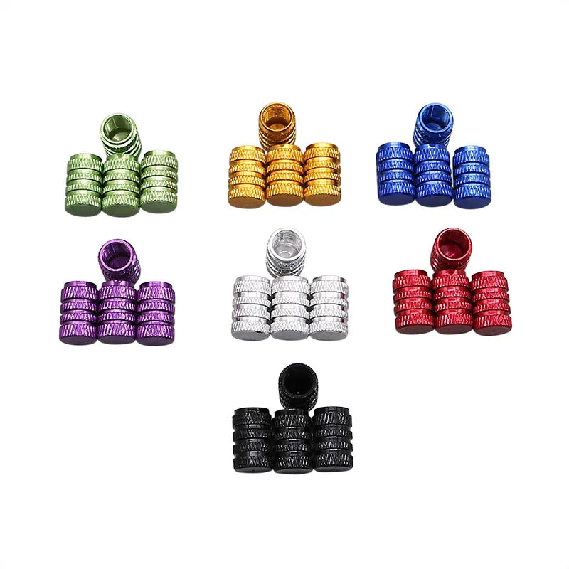 4Pcs Silver Car Tire Valve Stems Cap Knurling Style Tire Valve Cap Aluminum Tire Wheel Stem Air  - Automotive LED Light