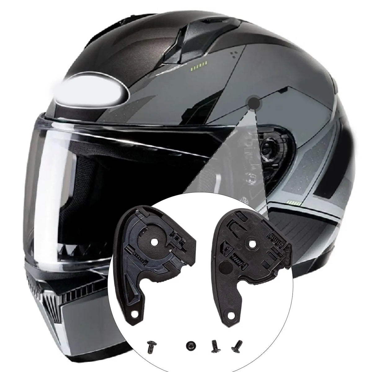 2 Pieces Motorcycle Helmet Lens Bases Spare Parts Utility Easy to Install Accessory Lens Base Pl - Automotive LED Light