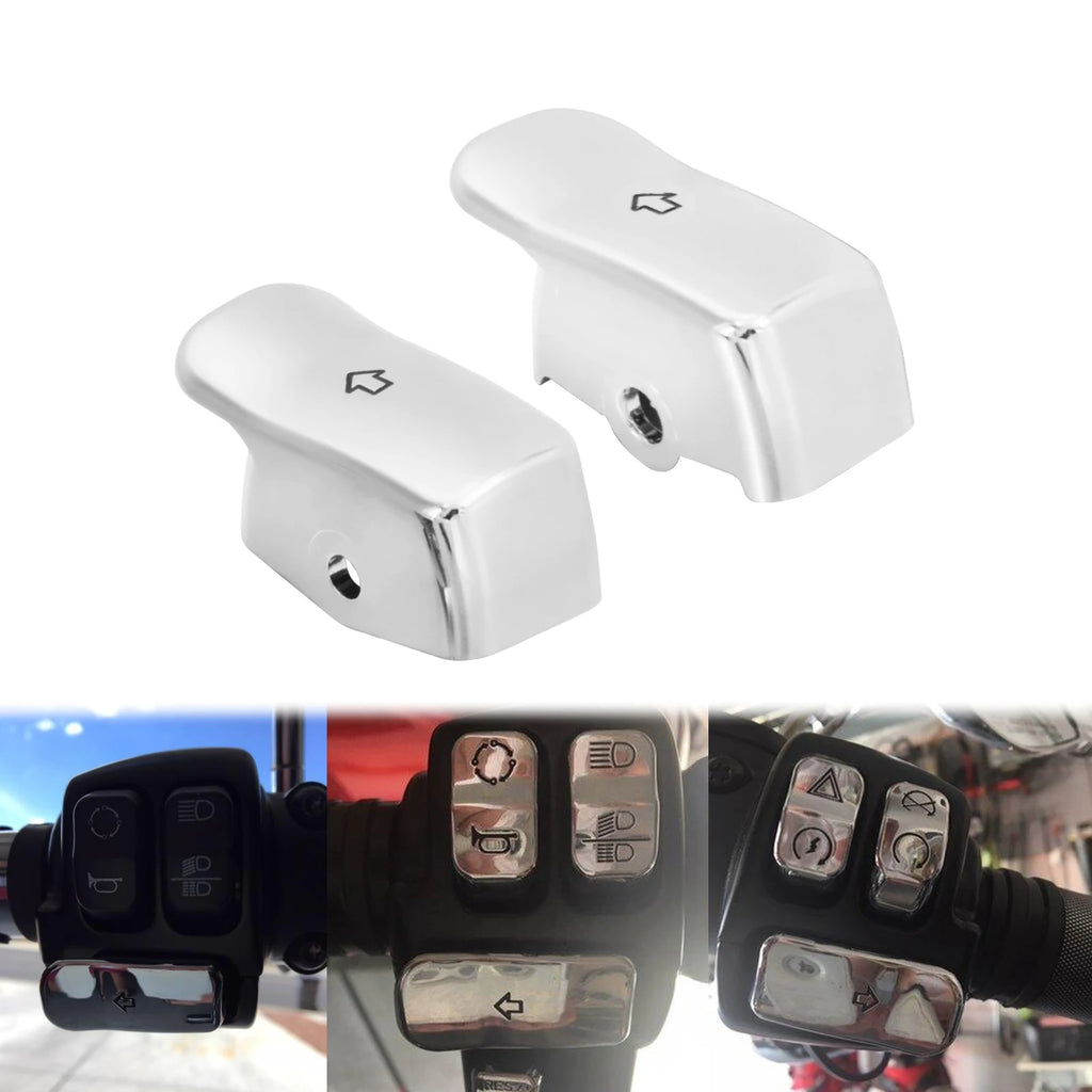 Motorcycle Turn Signal Extension Cap Switch Button Extended Cover Black/Chrome For Harley Softai - LED Motorcycle Light