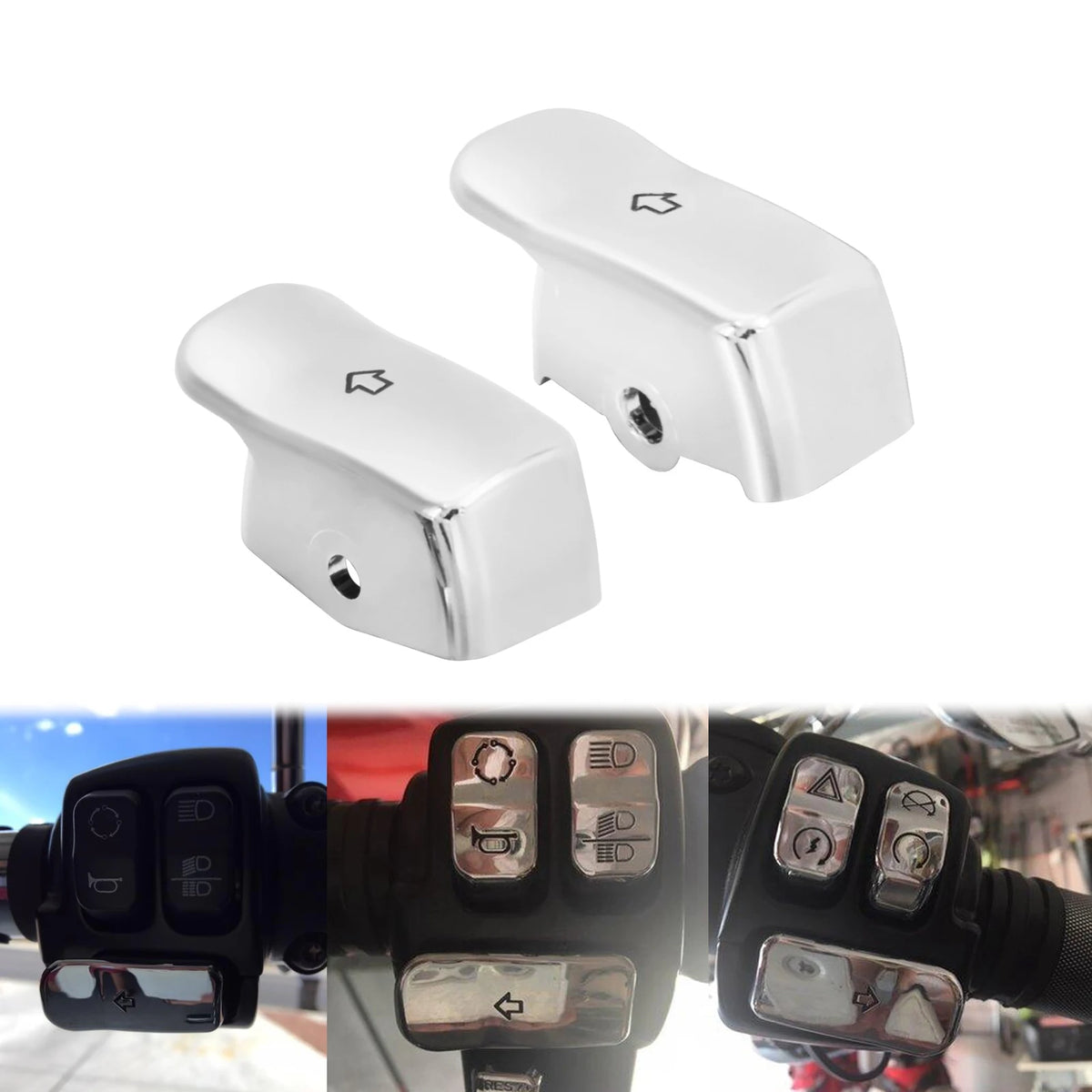 Motorcycle Turn Signal Extension Cap Switch Button Extended Cover Black/Chrome For Harley Softai - LED Motorcycle Light