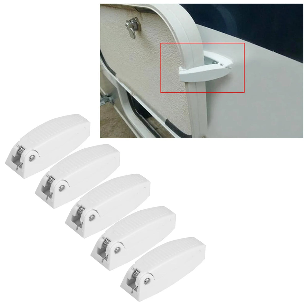 5pcs Door Catch Holder Latch for RV Motorhome Camper Traile Travel Baggage White ABS Car Accesso - Automotive LED Light