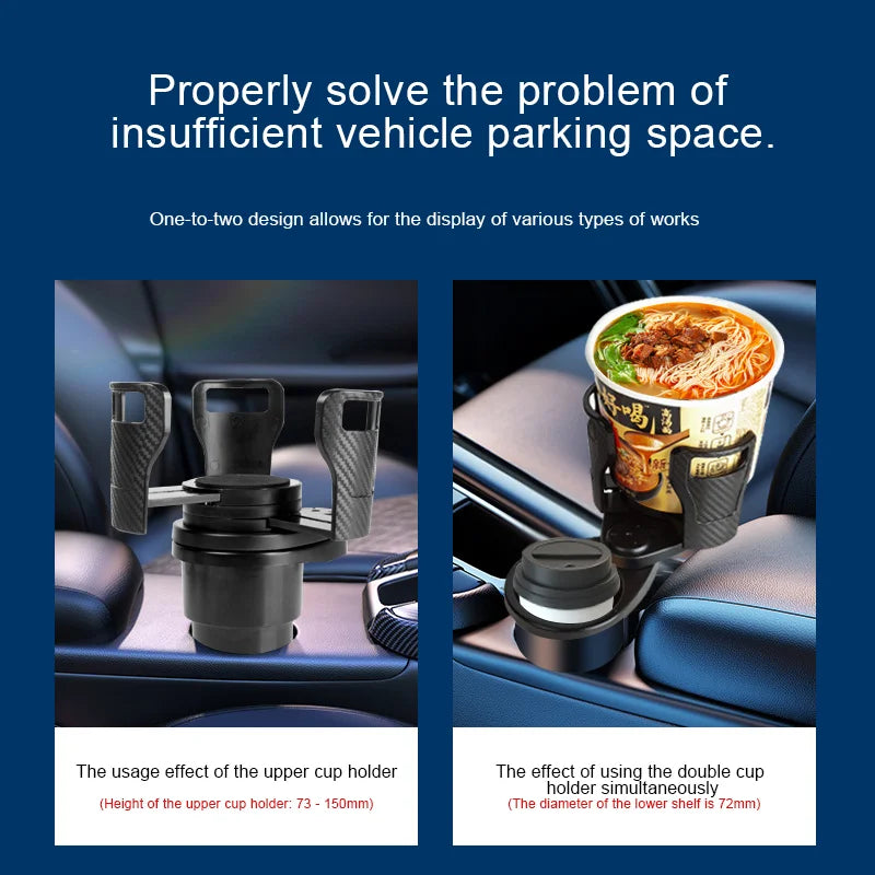 2 In 1 Vehicle Mounted Slipproof Cup Holder 360 Degree Rotating Water Car Cup Holder Multifuncti - Automotive LED Light