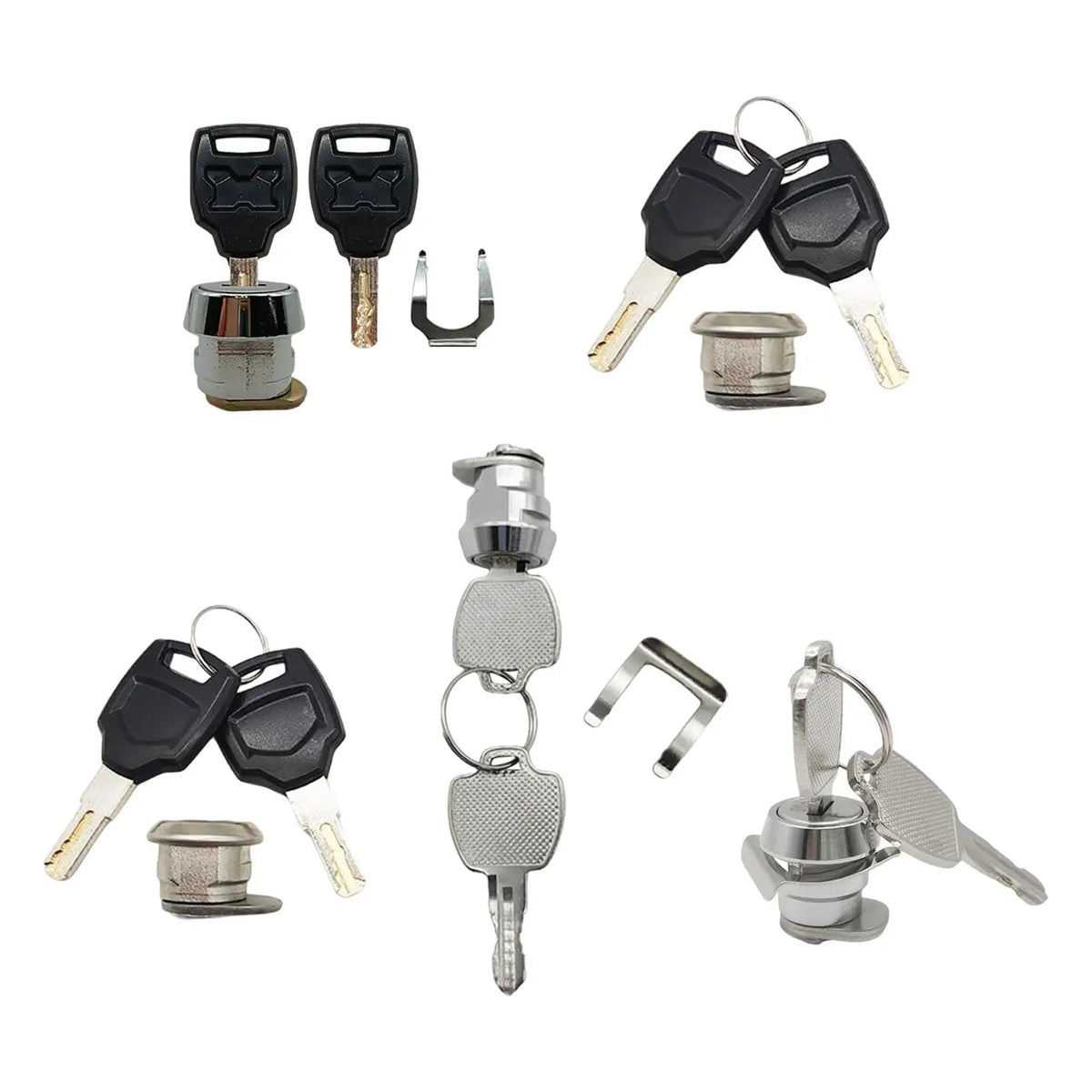 Universal Motorcycle Trunk Lock Aluminum Tail Box Cylinder Key Set Scooter Luggage Replacement P - Automotive LED Light