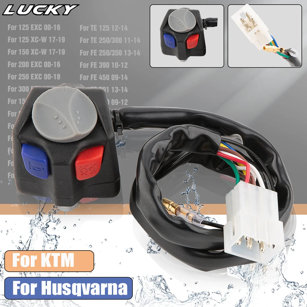 Motorcycle Three Function Switch Waterproof Headlight Turn Light Horn ON/OFF Flameout Starter St - LED Motorcycle Light