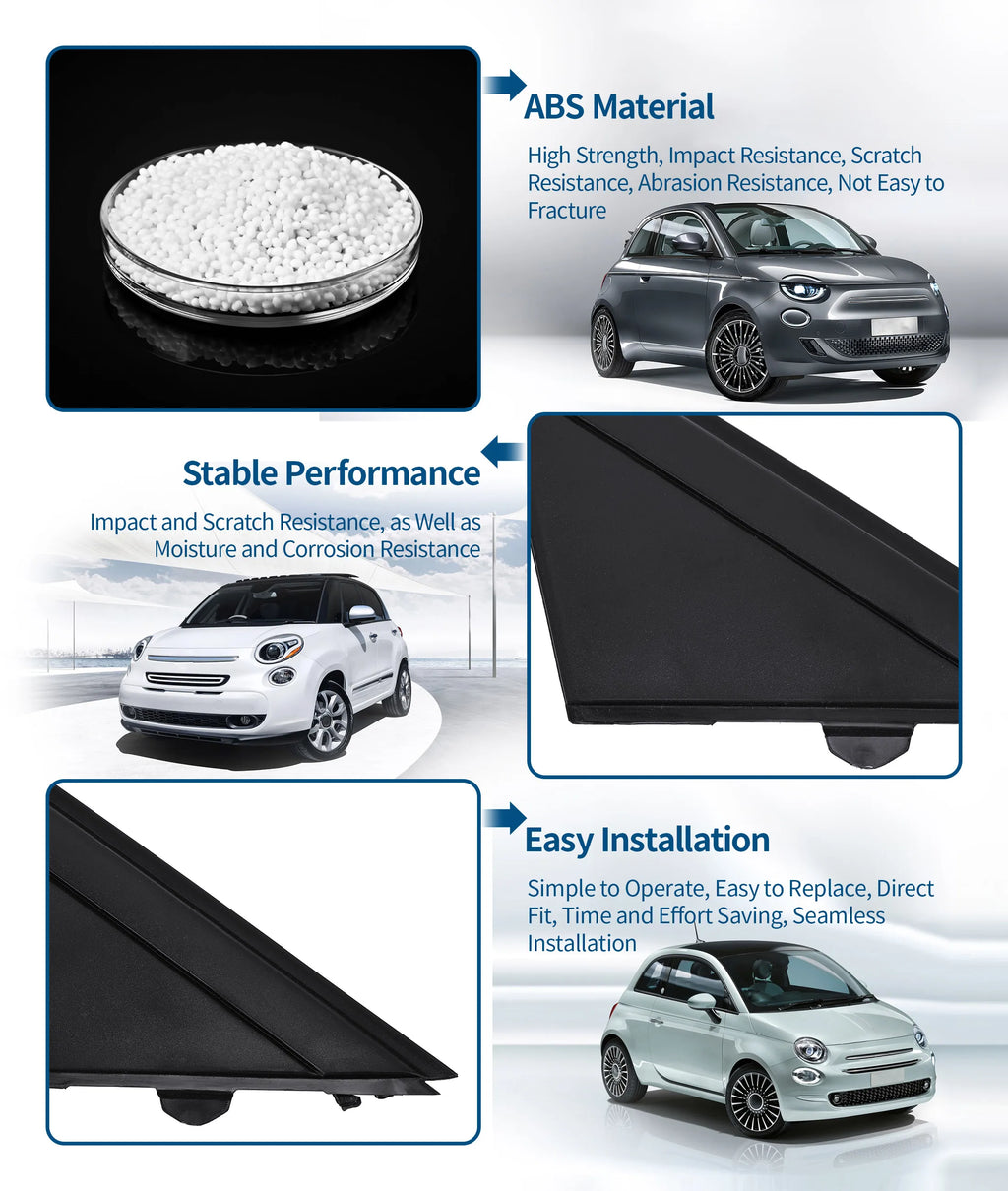 Molding Door Mirror Triangle Plate Cover For FIAT 500 2012-2017 Flag Cover Front for FIAT 2012-2017 - Automotive LED Lig