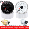 Marine Car Boat 52mm Oil Pressure Gauge+Sensor 0-5Bar 0-10Bar 7 Color Backlight Oil Press Meter  - Automotive LED Light