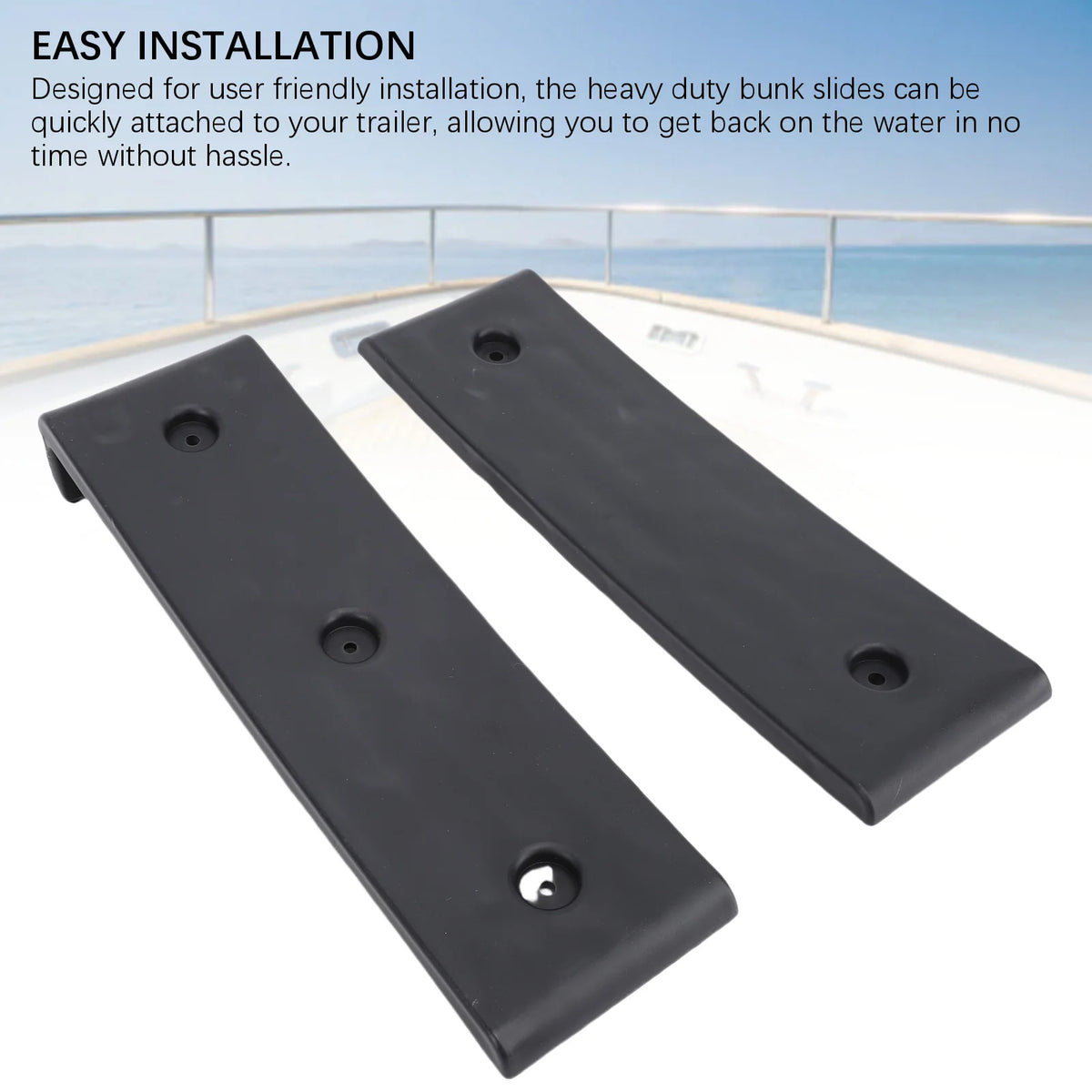 10 Piece Black Boat Trailer Bunk Slides Pads Easier Launching Loading 3 X 10in Reduces Friction  - Automotive LED Light