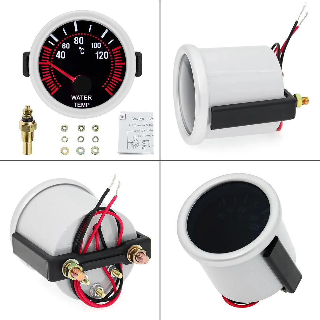 AD For 12V Gasoline Car 52mm Universal Smoke Len Tachometer RPM Turbo Boost Gauge 2 Bar PSI Wate - Automotive LED Light