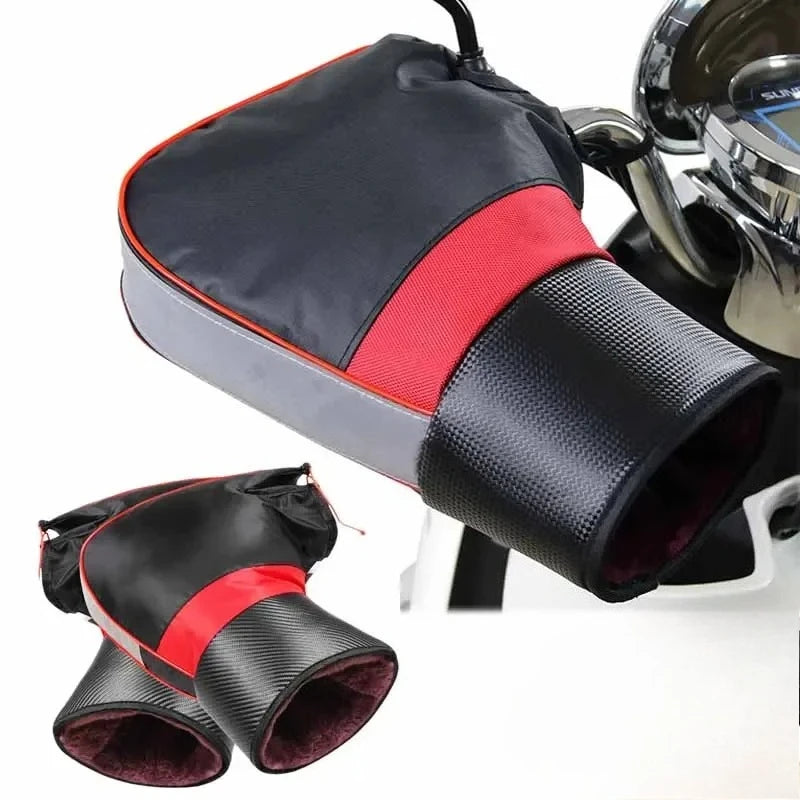 Protective Motorcycle Handlebar Gloves Muffs Thick Warm Rainproof Winter Warmer Universal Fit Sc - Automotive LED Light