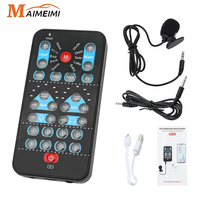 M10 Voice Changer Device Karaoke Function Male Female Voice Switch Universal Portable Sound Chan - Automotive LED Light
