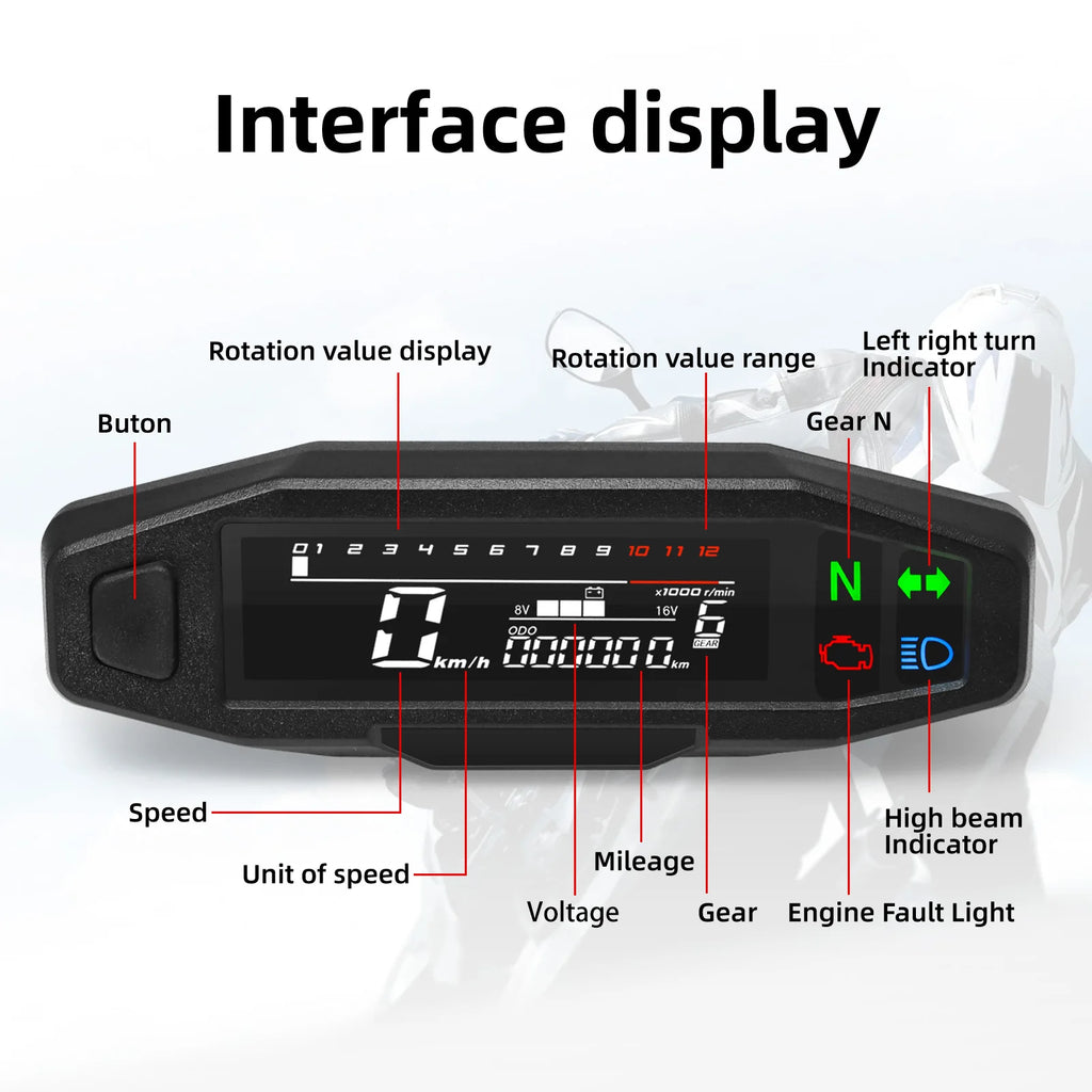 Moto Dashboard Digital Motorcycle Speedometer For Russian KR200 Speed Gauge Odo-meter Tacho Mete - Automotive LED Light