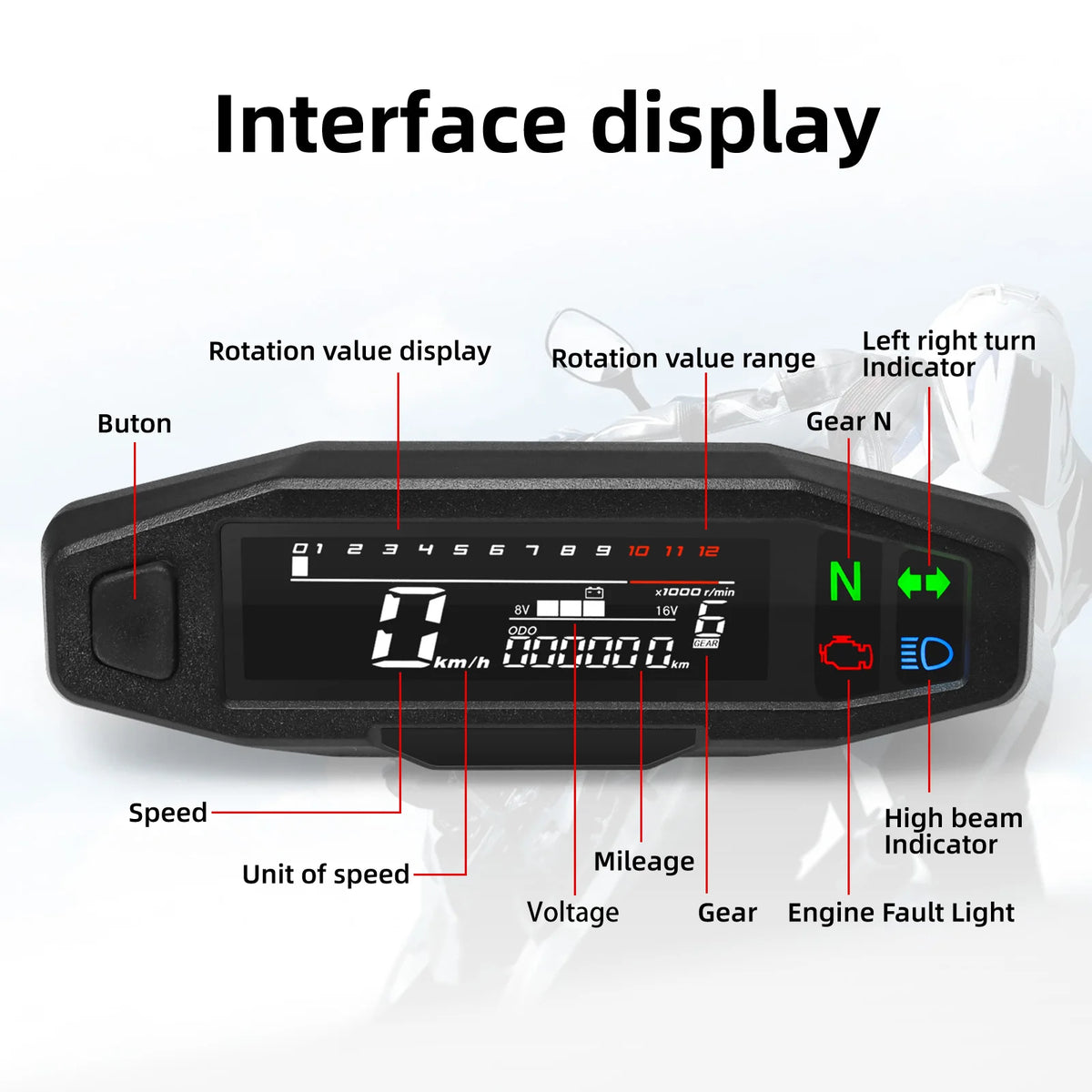 Moto Dashboard Digital Motorcycle Speedometer For Russian KR200 Speed Gauge Odo-meter Tacho Mete - Automotive LED Light