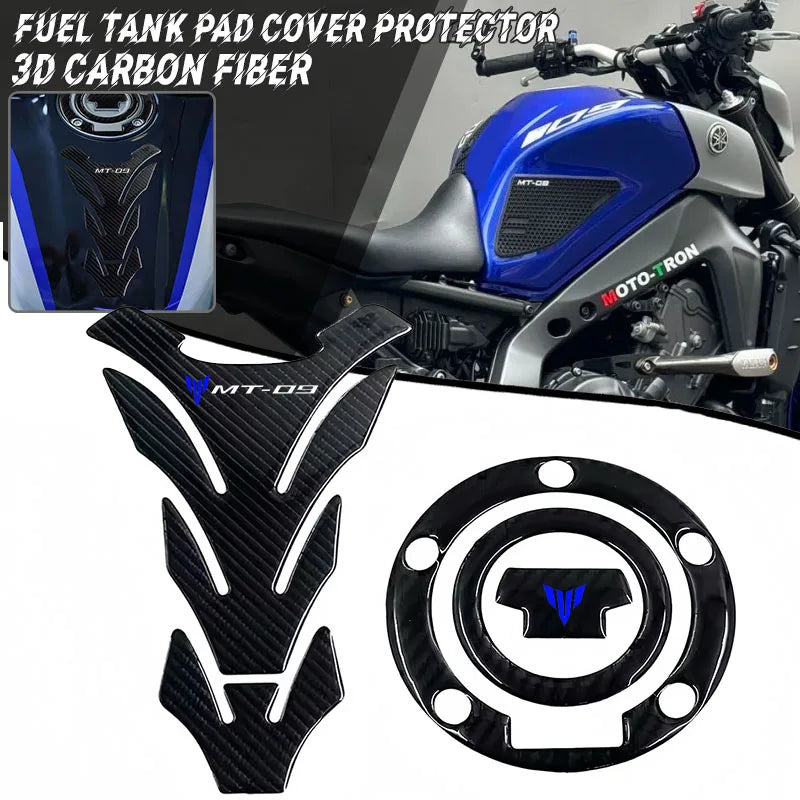 3D Carbon Fiber Motorcycle Fuel Tank Pad Cover Protector Decal Stickers For YAMAHA MT09 MT-09 mt - Automotive LED Light