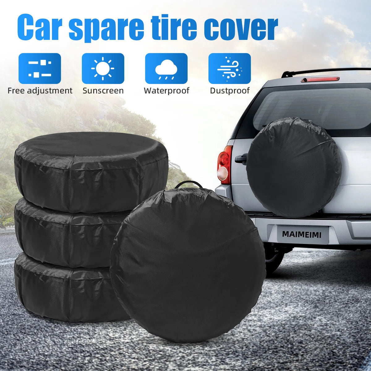 1PC/4PCS Spare Tire Cover Case Tire Wheel Bag Spare Wheel Tyre Weather Protection Storage Covers - Automotive LED Light