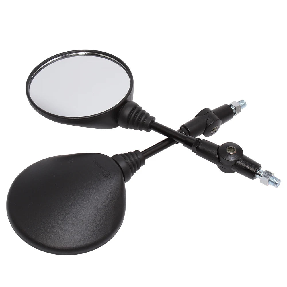 Motorcycle Black Universal 10mm Side Mirror Rearview Mirror Anti-fall Folding Round Mirror - Automotive LED Light