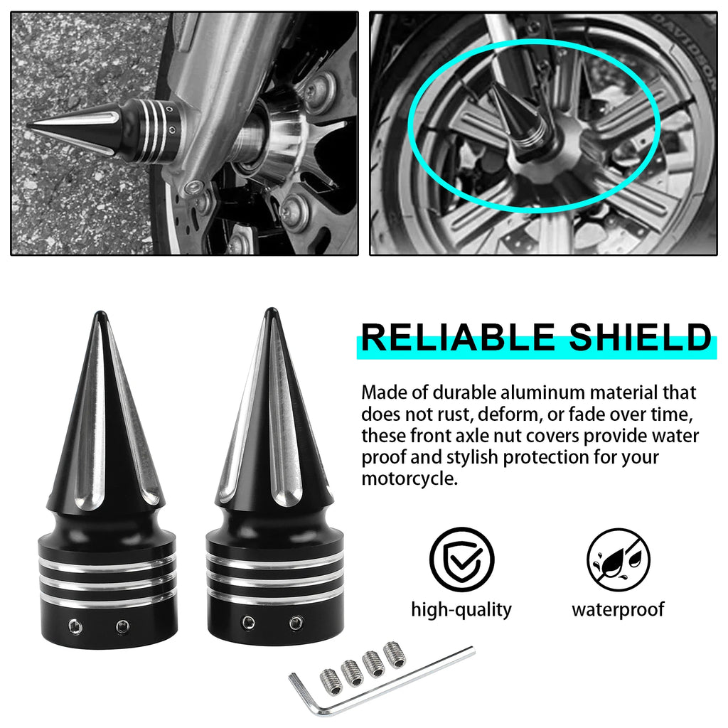 Motorcycle CNC Front Axle Nut Cover Cap Aluminum Black-Fit for Harley Sportster XL XG Touring FL - Automotive LED Light