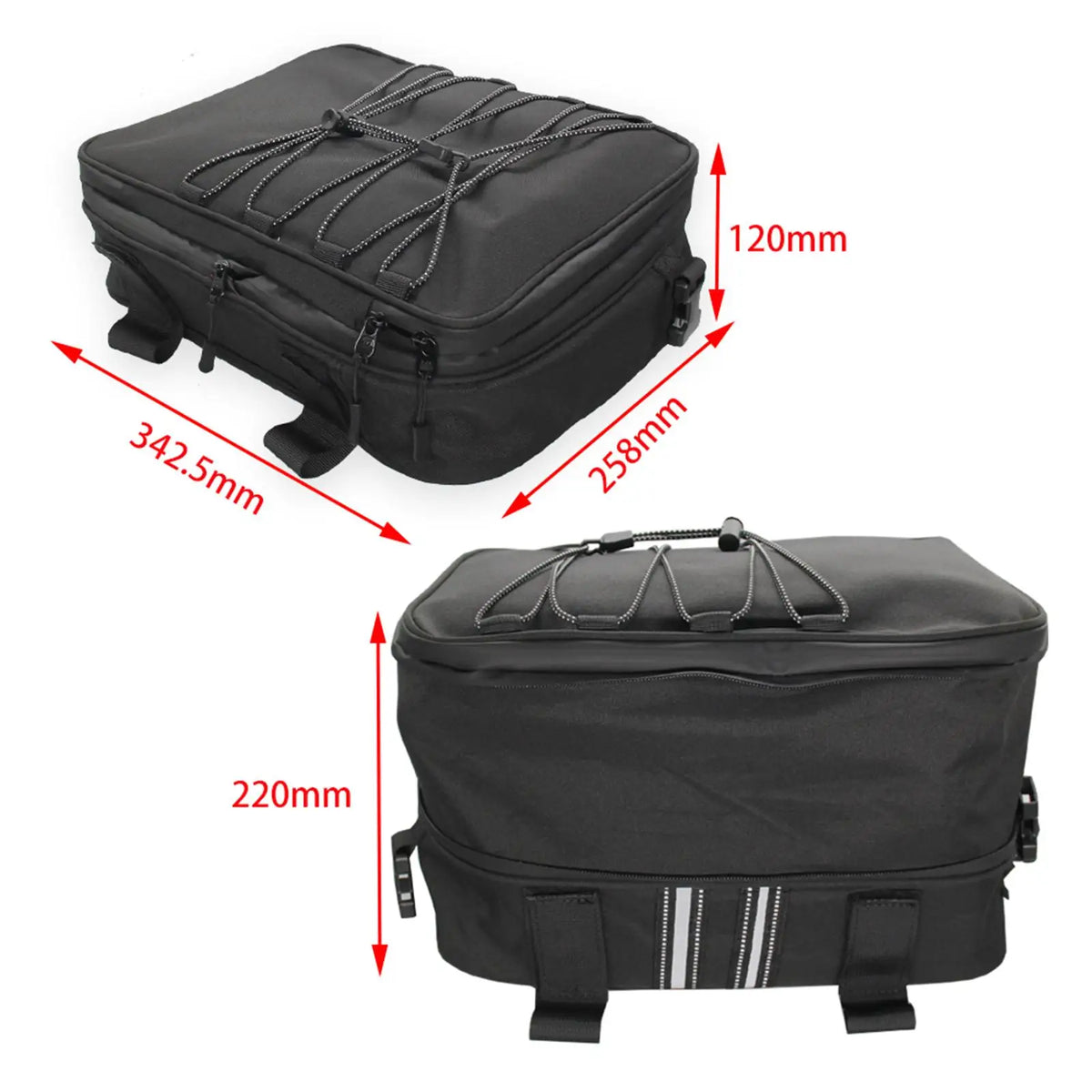 Motorcycle Backrest Cushion Black PU Leather Rear Seat Pad Support for Yamaha Honda Suzuki Kawas - Automotive LED Light