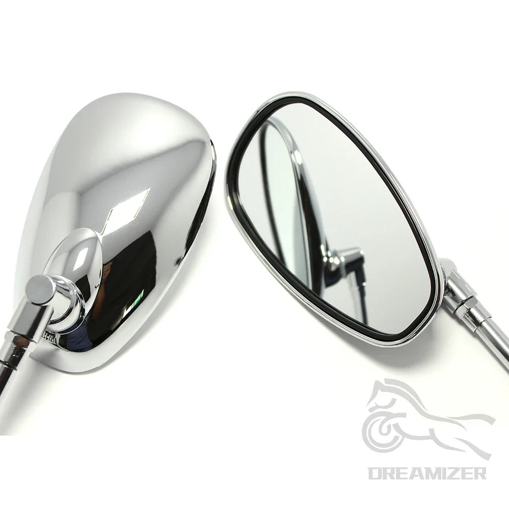 10MM Chrome Rearview Mirrors Motorcycle Motocross Scooter E-bike Racing Motorbike Side Mirror Re - Automotive LED Light