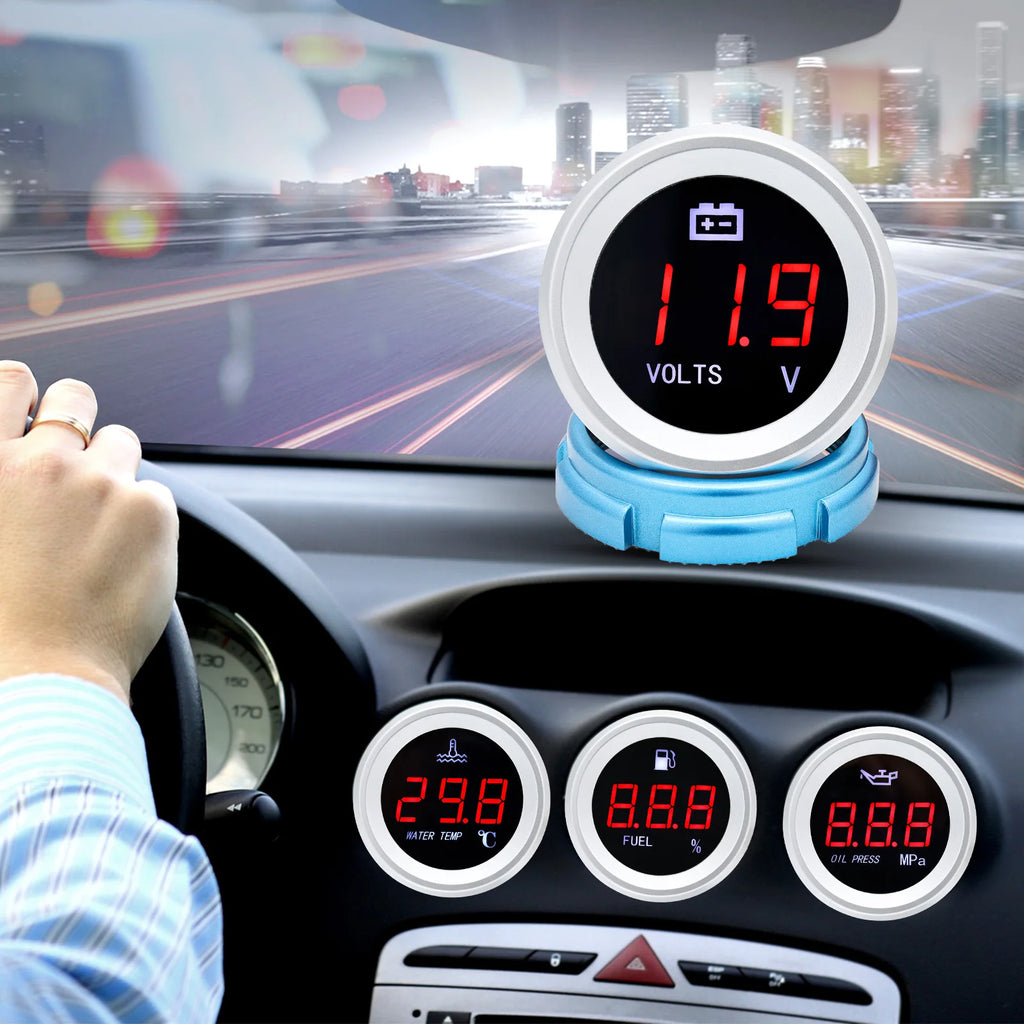 HD 52MM Car Water Temperature Gauge / Oil Level Gauge / Voltmeter Fuel Pressure Meter with 0-1.0 - Automotive LED Light