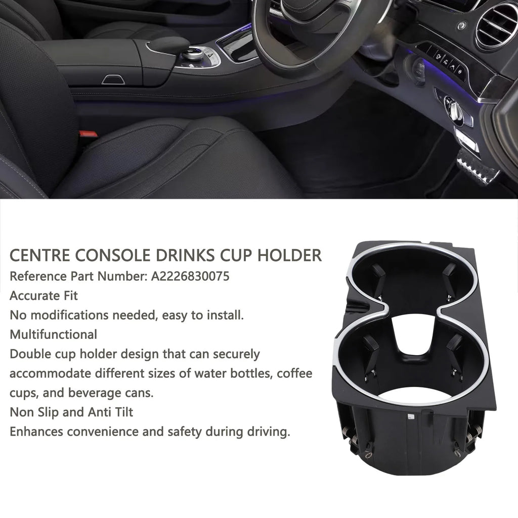 Car Centre Console Drinks Cup Holder A2226830075 Non Slip Replacement for Merced for Mercedes W222 2014-2017 - Automotiv