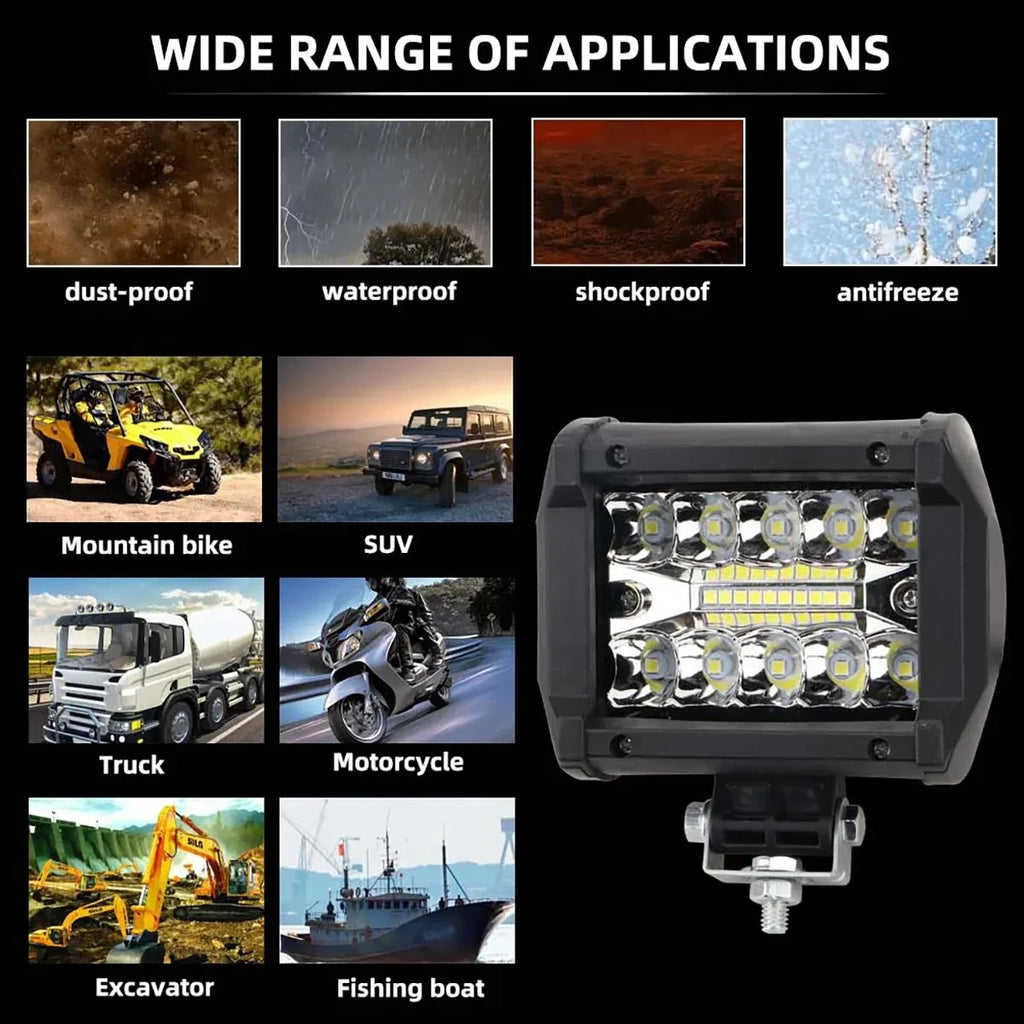 12V 60W LED Bar Offroad Spot Flood Combo LED Light Bar Work Light For Truck Car SUV ATV UTV 4WD  - LED Motorcycle Light