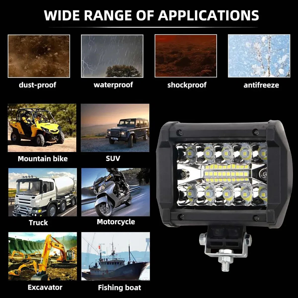 12V 60W LED Bar Offroad Spot Flood Combo LED Light Bar Work Light For Truck Car SUV ATV UTV 4WD  - LED Motorcycle Light