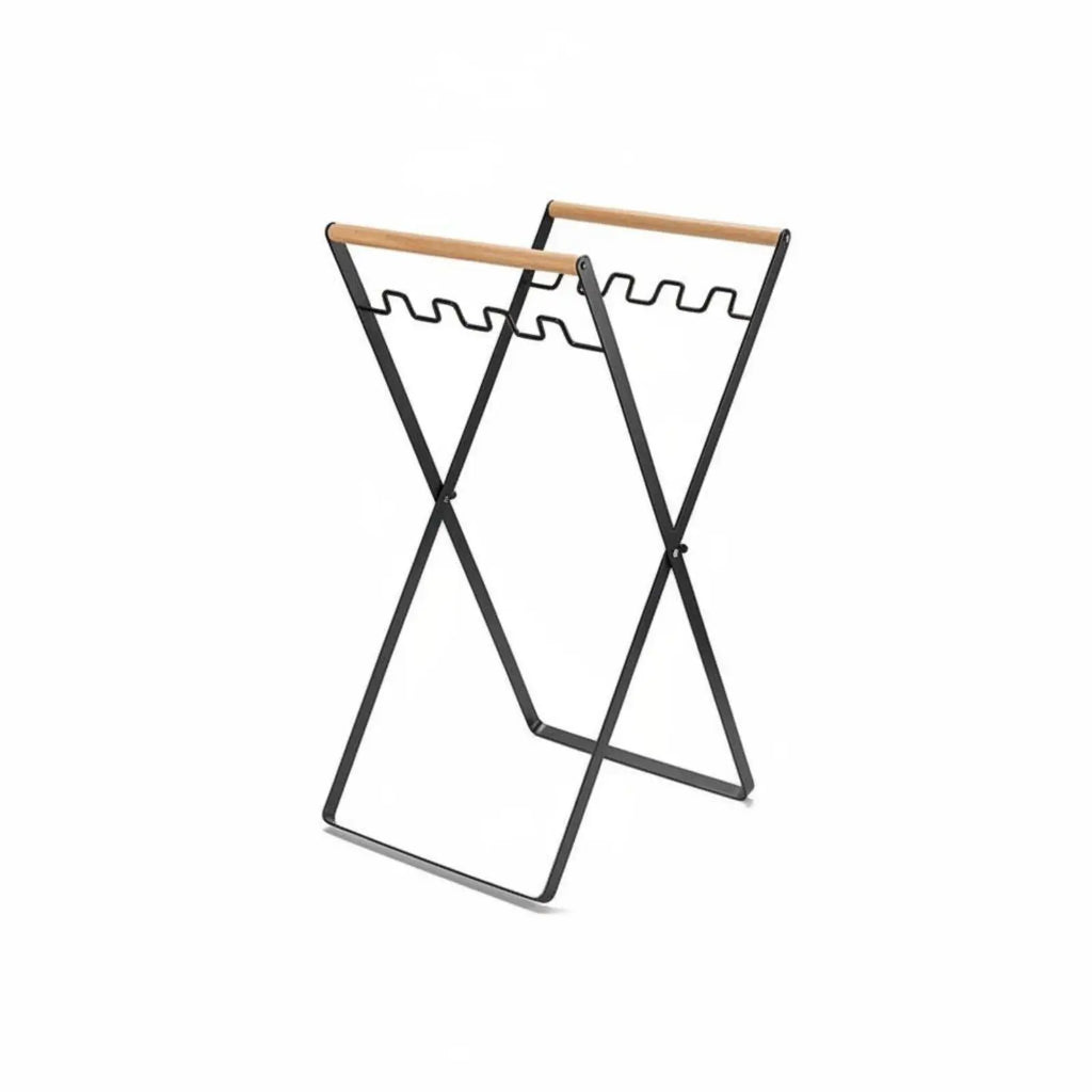 Outdoor Trash Rack Heavy-duty Foldable Rubbish Bin Holder Wooden Handle Iron Frame for Garden Re - Automotive LED Light