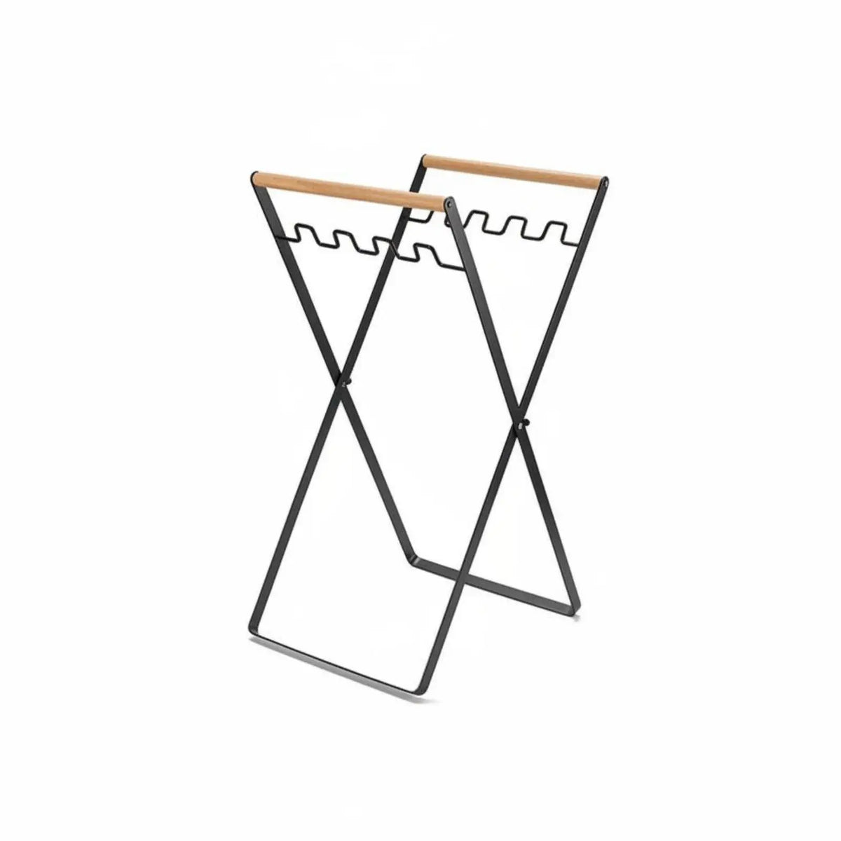 Outdoor Trash Rack Heavy-duty Foldable Rubbish Bin Holder Wooden Handle Iron Frame for Garden Re - Automotive LED Light