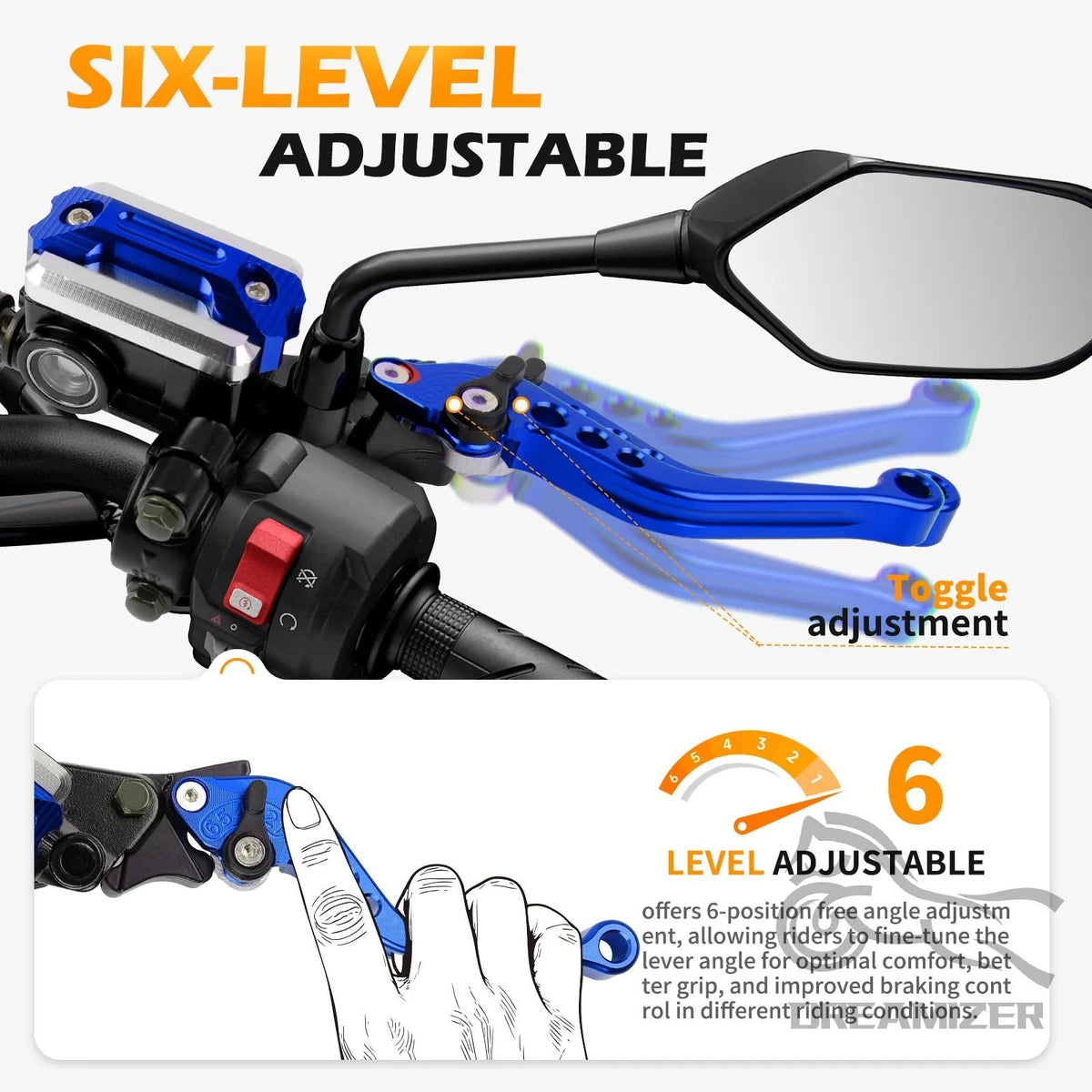Universal 7/8 Inch 22 mm Handlebar Brake Lever Motorcycle CNC Brake Lever Clutch Lever Set for H - Automotive LED Light