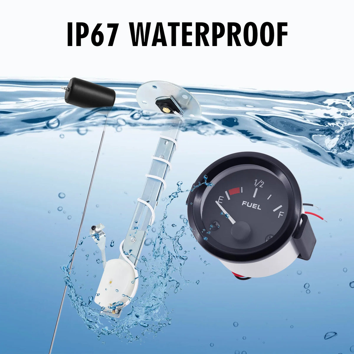 240~33ohm 52MM Pointer Gauge LED Digital Car Fuel Level Gauge White backlight with Fuel Float Se - Automotive LED Light