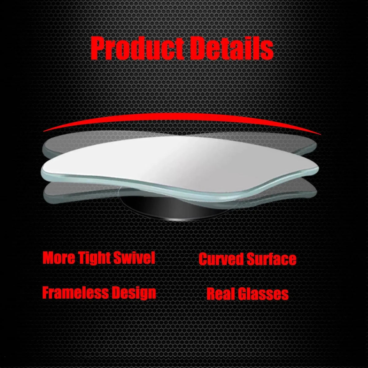 2Pcs Car Blind Spot Mirror HD Glass Convex 360 Degree Adjustable Angle Rear View Mirror for Car  - Automotive LED Light