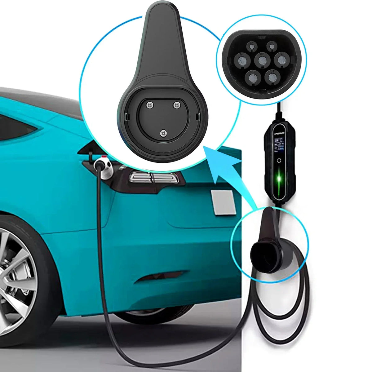 AD EV Charger Plug Holder for Electric Vehicle Charging Cable Plug Stand Extra Protection Wallbo - Automotive LED Light
