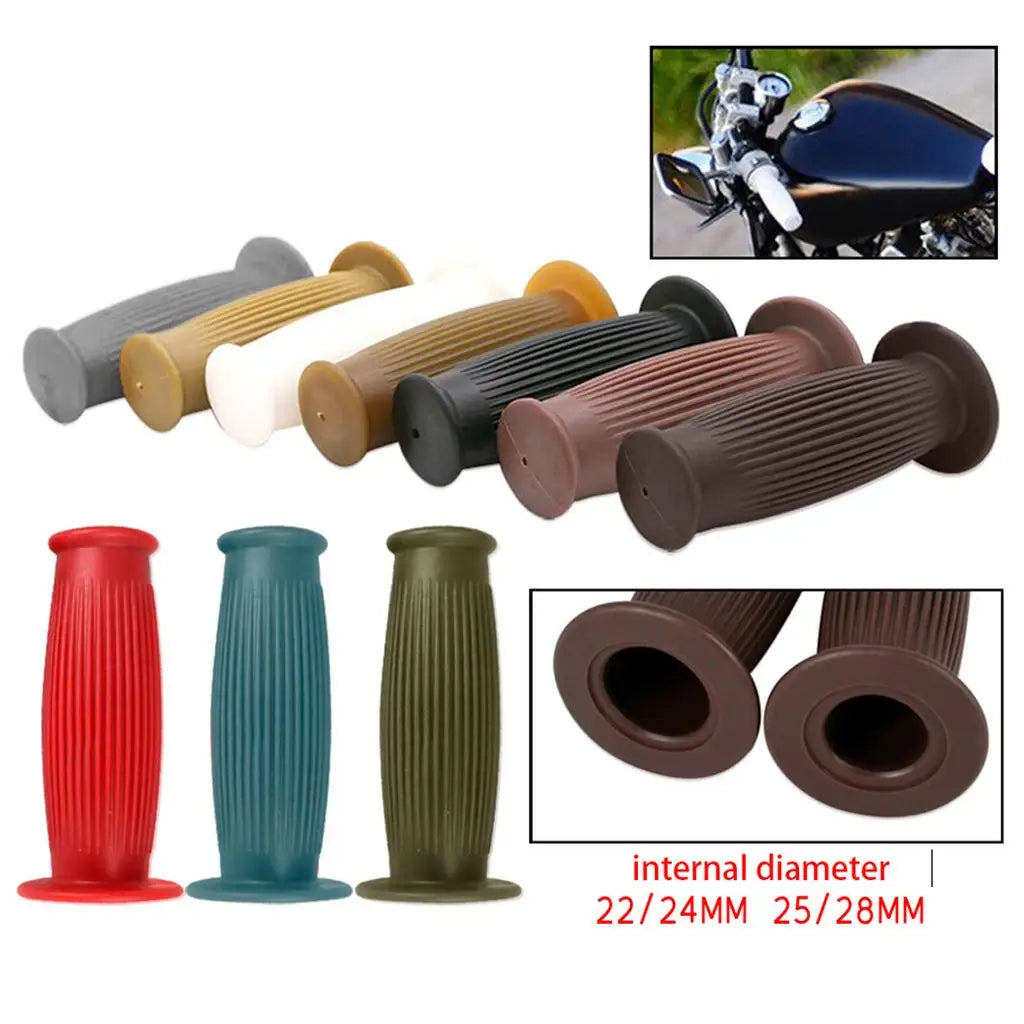 Motorcycle Handlebar Accessory Rubber Hand Grips Retro Style Non Slip for Chopper Bike - Automotive LED Light