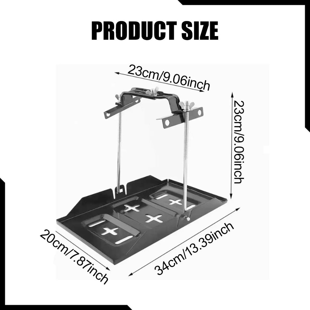 Battery Hold Down Tray Kit, Metal Solid Storage Battery Holder for Automobile, Marine - Automotive LED Light