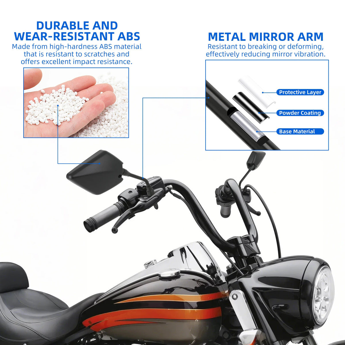 1 Pair Universal M10 Rearview Mirrors Black Motorcycle Scooter Mirrors Motorbike Rear View Mirro - Automotive LED Light