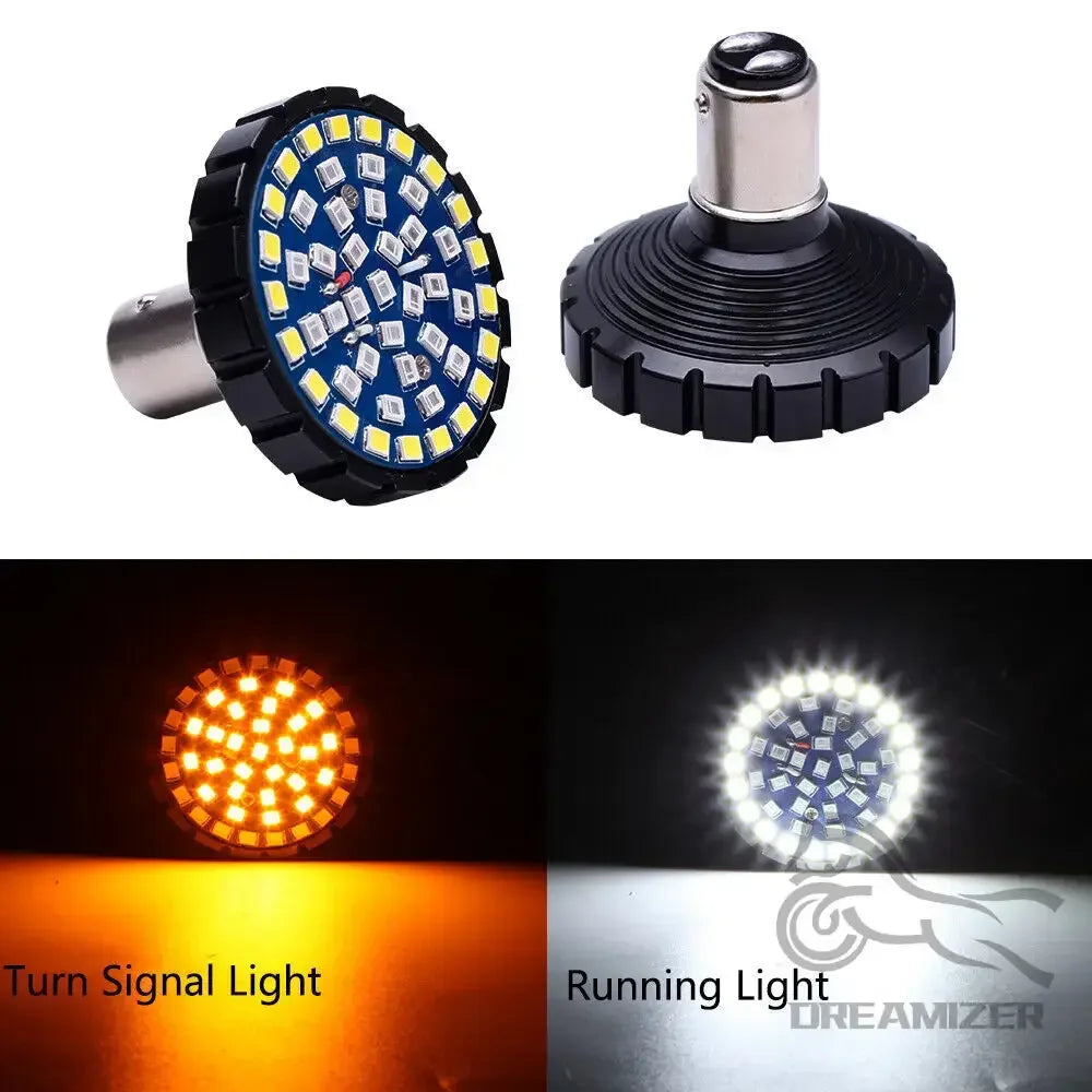 2PCS 1157 Front Rear LED Turn Signal Amber LED Rear Turn Signal Lights For Harley Davidson Dyna  - LED Motorcycle Light