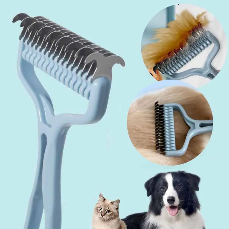 Cat Brush Pet Knot Comb 2 in 1 Dogs Cat Fur Knot Cutter Pets Hair Removal Comb Dog Grooming Shed - Automotive LED Light