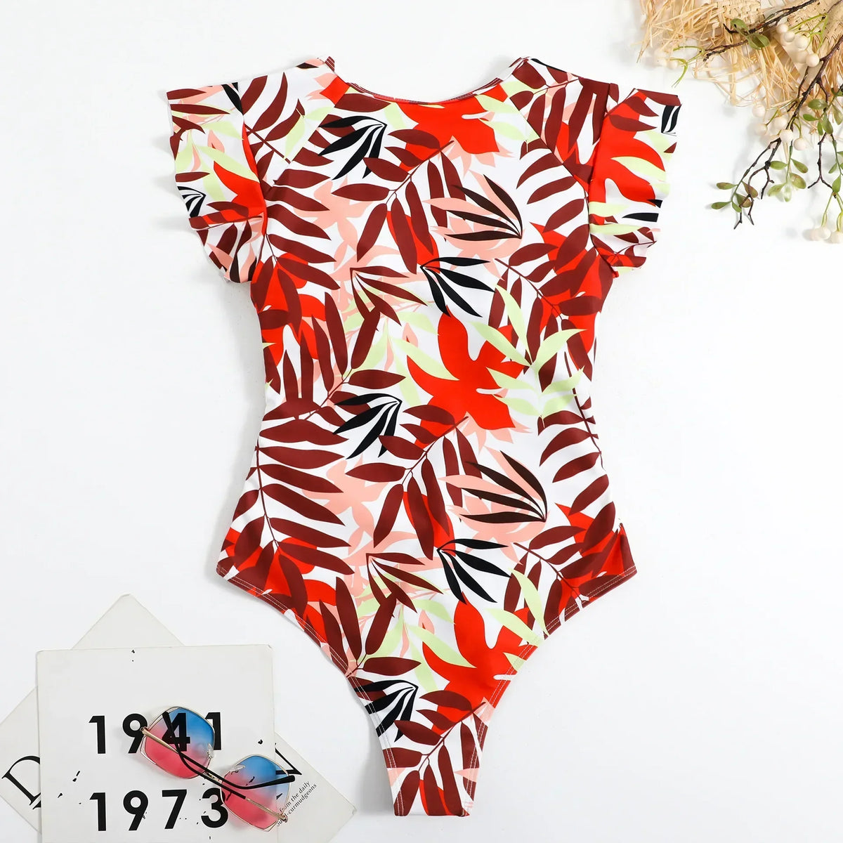 2024 Fashion Short Dress One-piece Swimsuit Zipper Swimsuit Sexy Bikini Women's Thickened Printe - Automotive LED Light