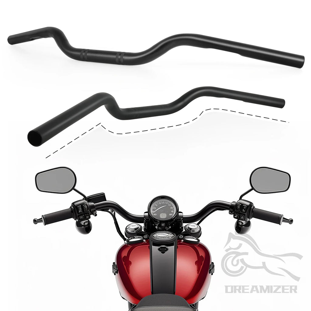 Motorcycle 22mm 25mm Black Retro Drag Handlebar Handle Bar Steering Wheel For Yamaha Sportster I - Automotive LED Light
