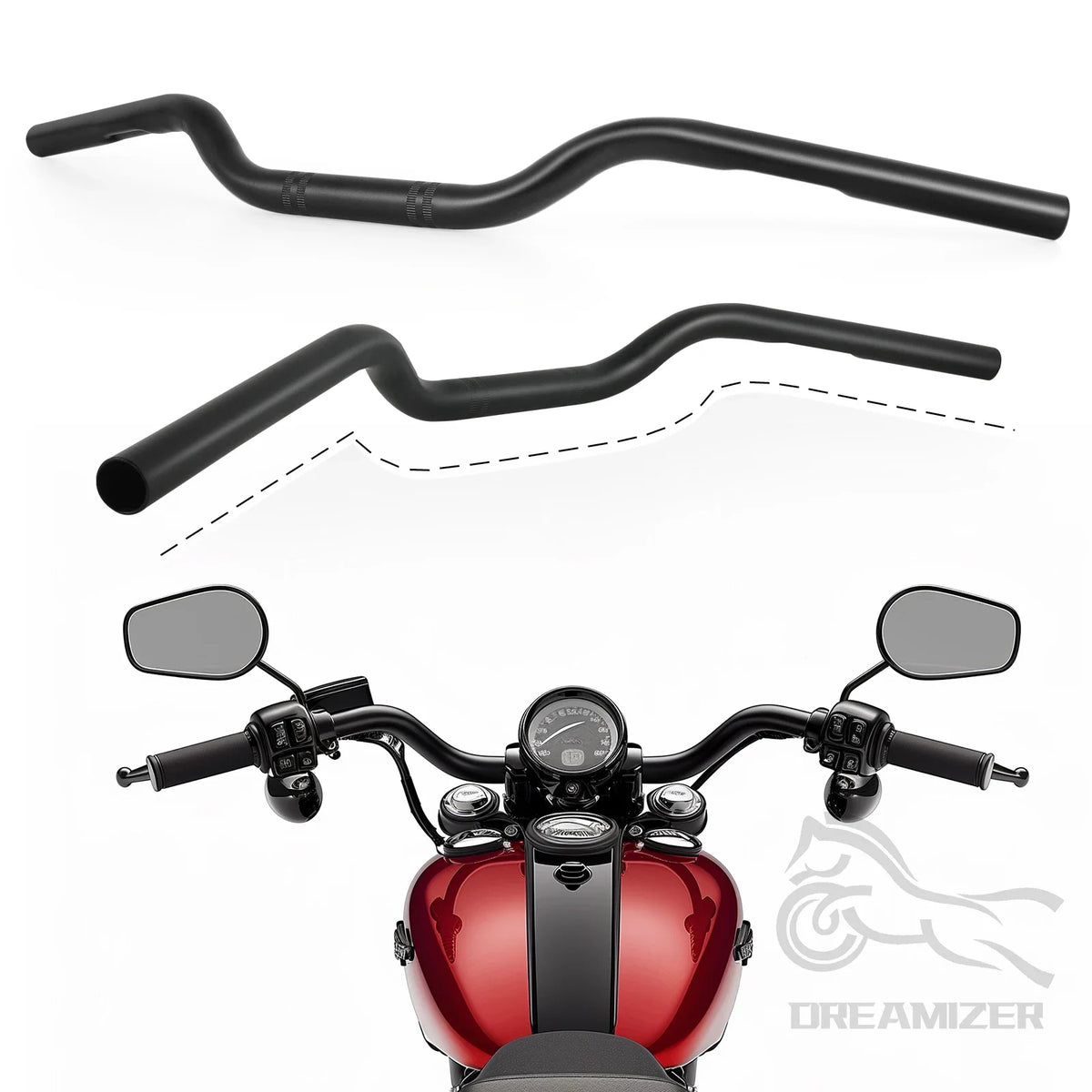 Motorcycle 22mm 25mm Black Retro Drag Handlebar Handle Bar Steering Wheel For Yamaha Sportster I - Automotive LED Light