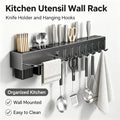 Kitchen Wall‑Mount Storage Shelf Tool‑Free Installation Multifunctional Chopstick Holder for Kni - Automotive LED Light