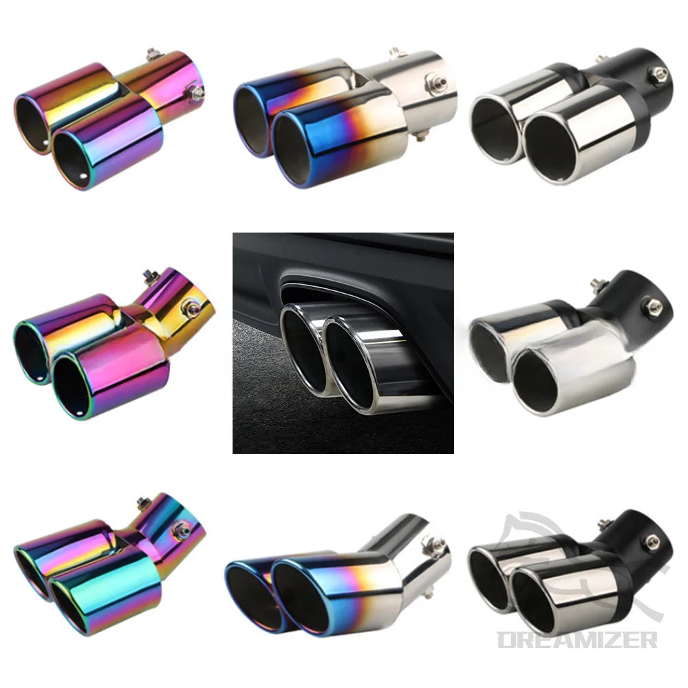 Car Styling Universal Car Decoration Chrome Tail Pipe Car Exhaust Trim Muffler Pipe Tail Stainle - Automotive LED Light