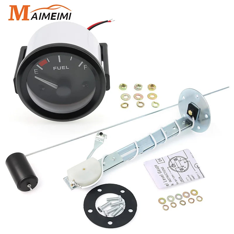 240~33ohm 52MM Pointer Gauge LED Digital Car Fuel Level Gauge White backlight with Fuel Float Se - Automotive LED Light