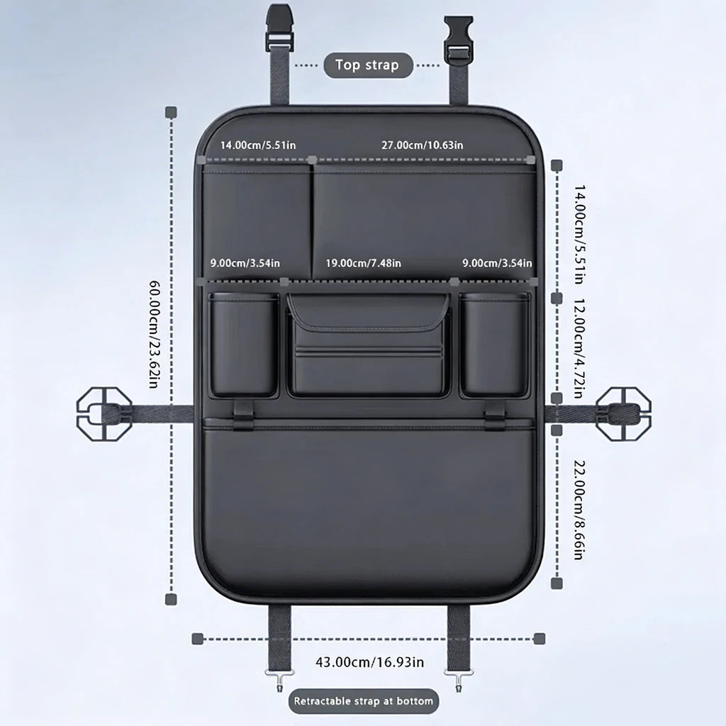 HOMEFISH 6-Pocket Car Seat Back Storage Bag Wear-Resistant Car Backseat Organizer Tissue/Cup Hol - Automotive LED Light
