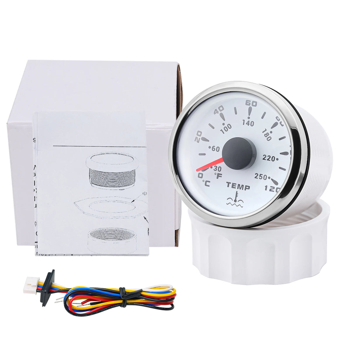 2" 52mm Water Temperature Gauge 0~120℃ with 7 Color Backlight Water Temp Sensor  for M16 M14 - Automotive LED Light