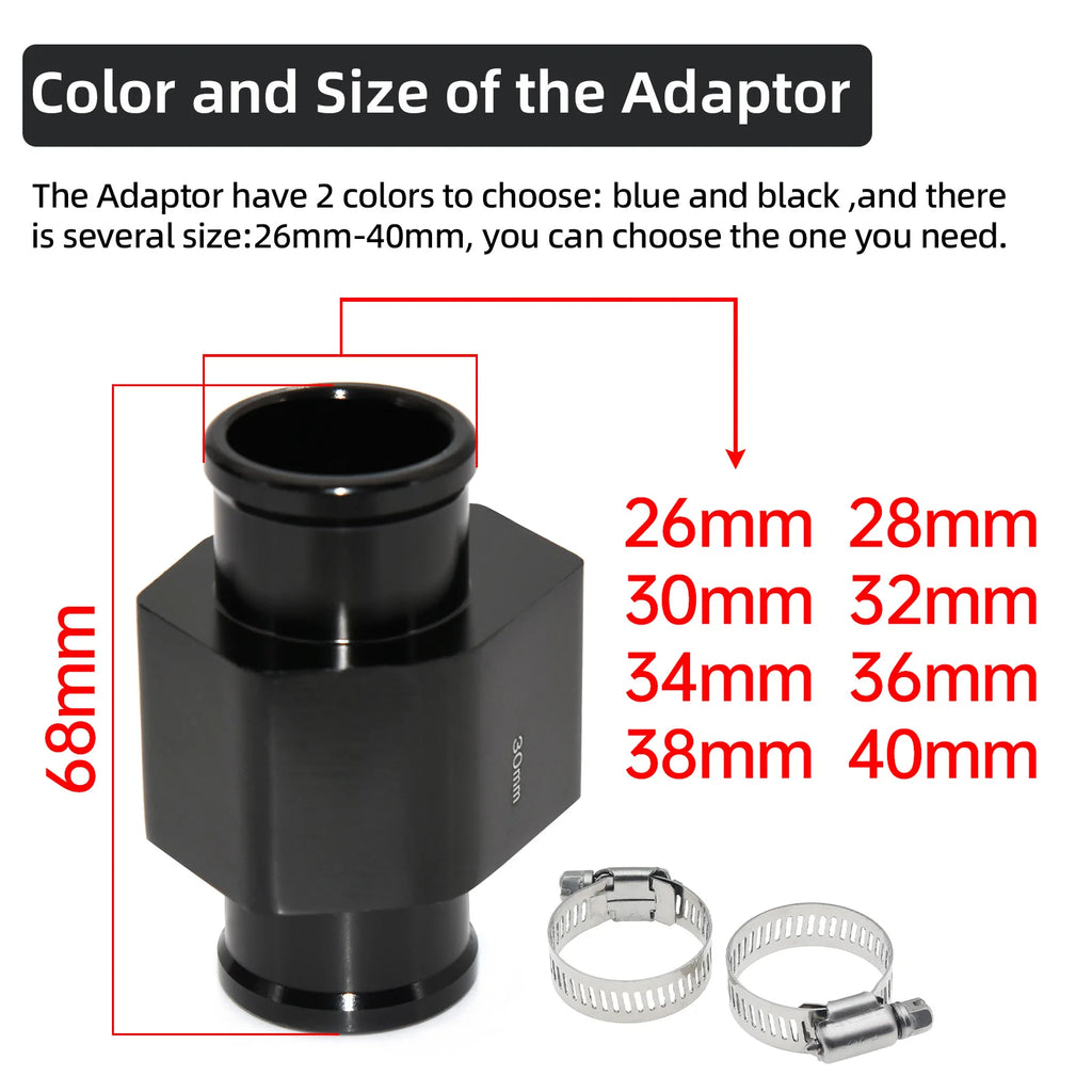 Aluminum Alloy Water Temp Gauge Radiator Temperature Joint Pipe Sensor 26~40MM Modification Sens - Automotive LED Light